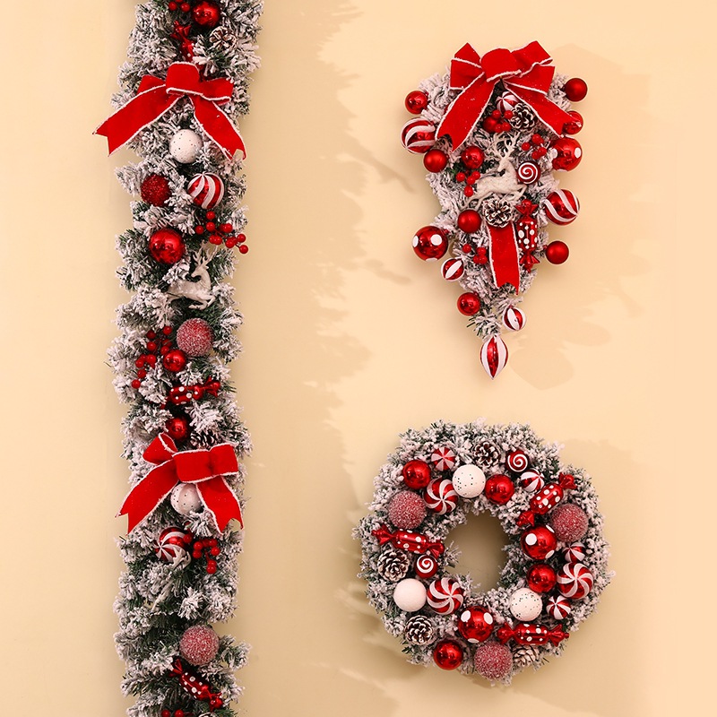 Decoraciones navideñas transfronterizas creativas guirnaldas navideñas puertas colgantes de caña ventanas atmósfera diseño de colgantes navideños