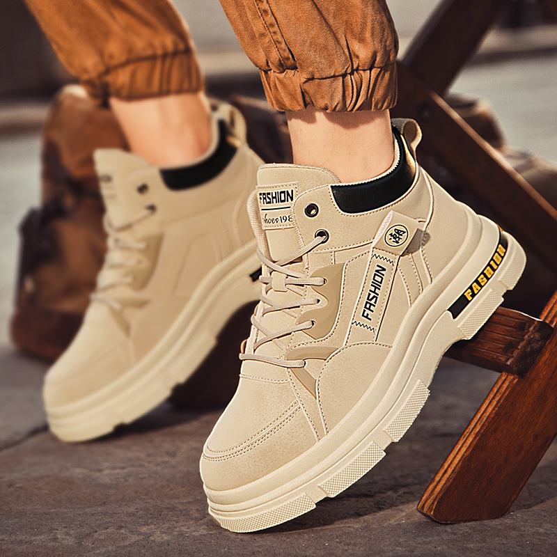 Otoño e invierno nuevos hombres de suela gruesa alta Martin botas casuales de cuero retro botas cortas ropa de trabajo en vivo botas de hombre al aire libre