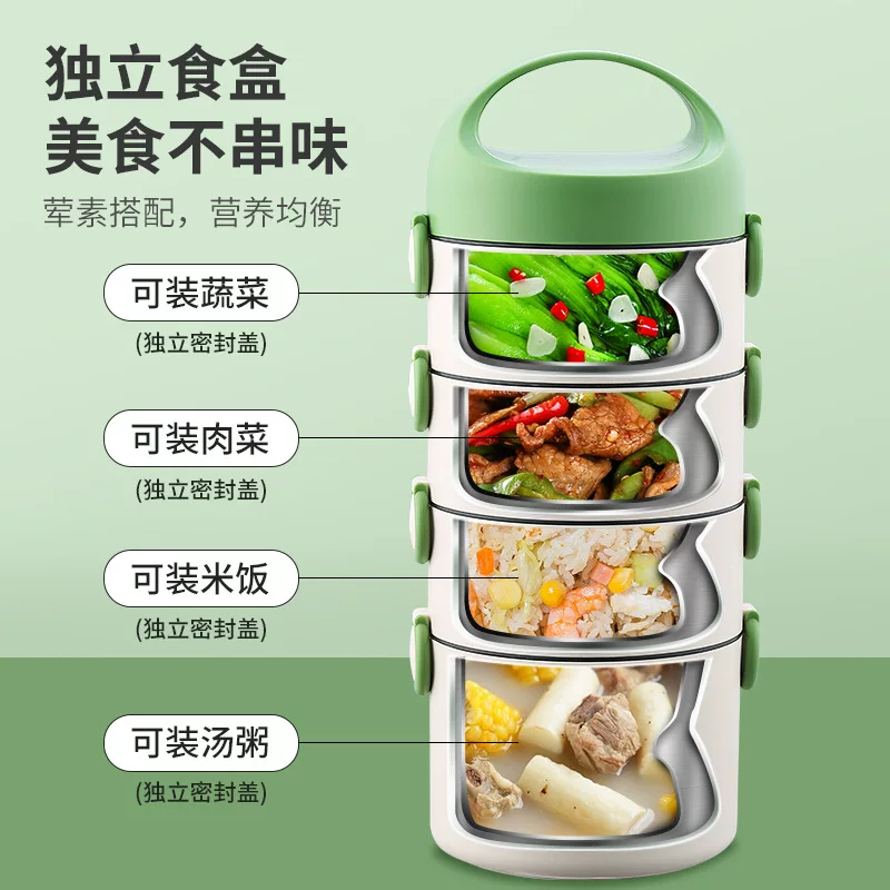 [送饭碗餐盒家用微波炉无加热便当保温饭盒多层大容量可便携上班族]