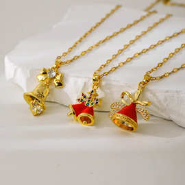 圣诞树雪花铜锆石吊坠铃铛礼物diy饰品配件项链手链挂件吊坠批