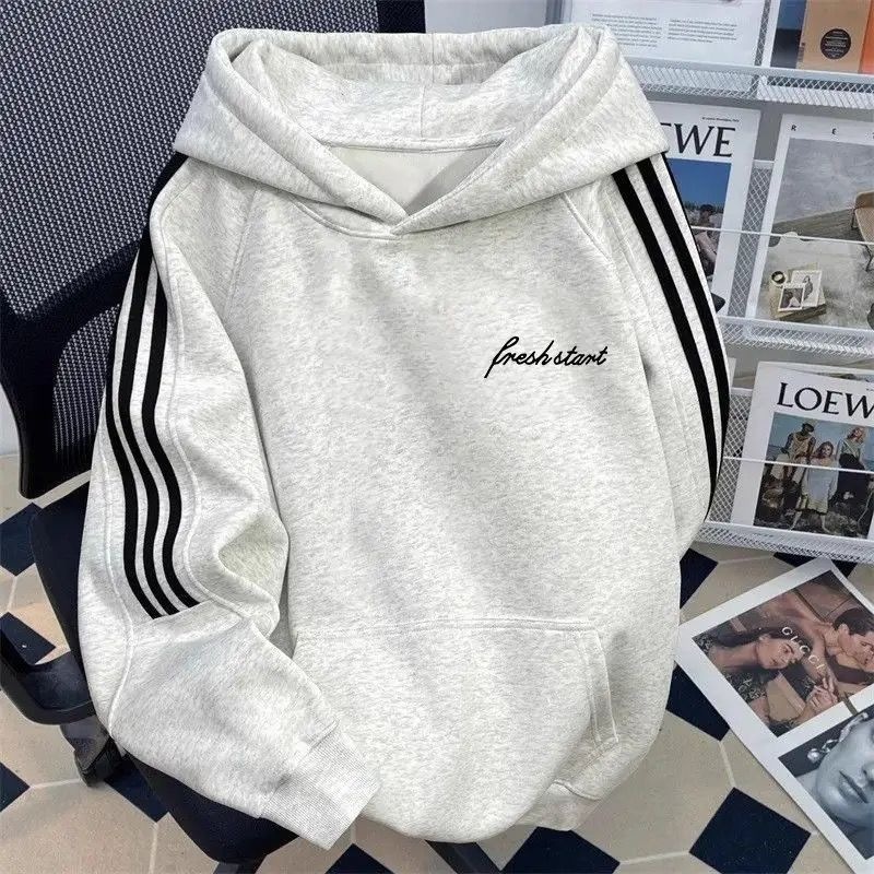 New American-style three-stripe letter print hoodie for men and women, ins-style street fashion brand, loose-fitting stylish jacket