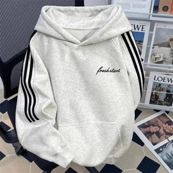 New American-style three-stripe letter print hoodie for men and women, ins-style street fashion brand, loose-fitting stylish jacket