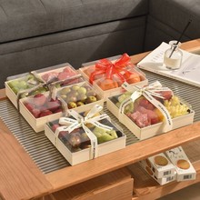 ✅一次性果切水果捞打包盒木质沙拉外卖水果拼盘鲜果切带盖包装盒
