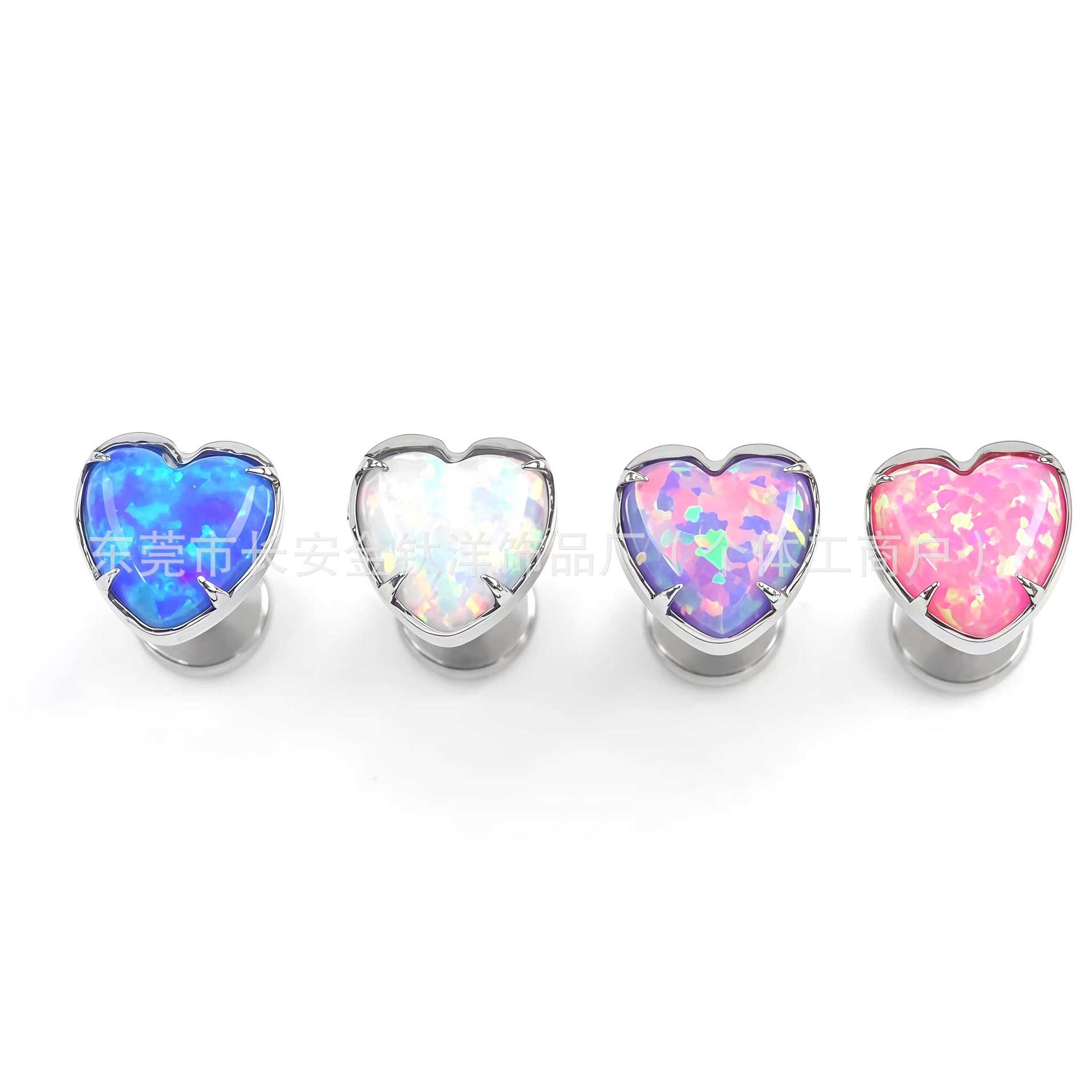 F136 Titanium Internally Threaded Opal Heart-Shaped Lip Stud, Ear Stud, Ear Bone Stud Body Piercing Jewelry detail image 5