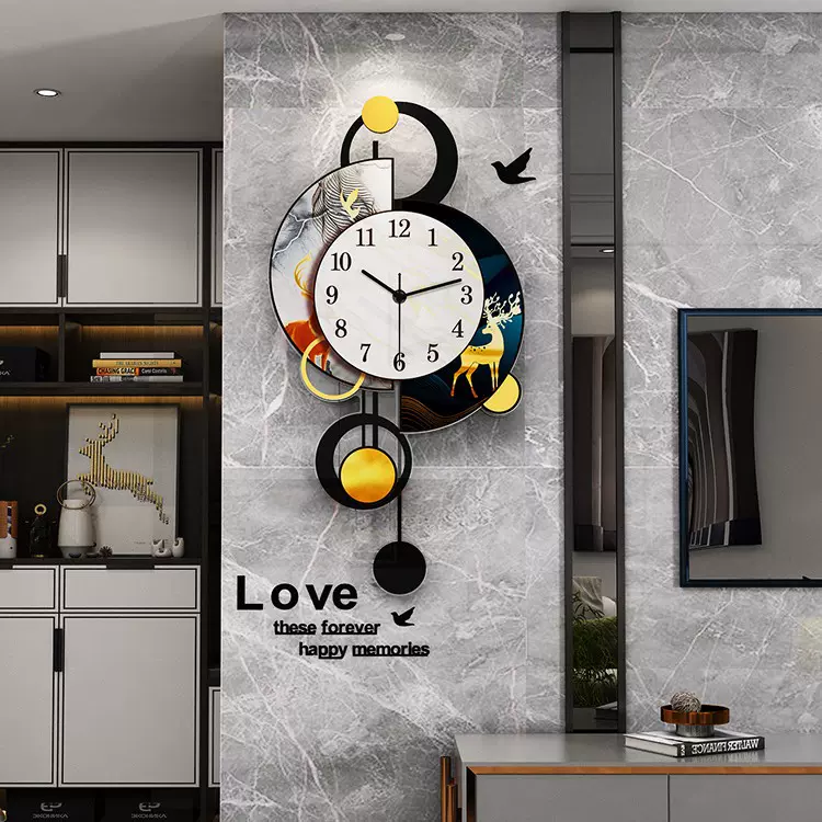 工厂客厅钟表大气简约挂钟现代时尚挂墙家用个性静音装饰挂画墙贴