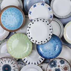 创意餐具8寸高级感西餐盘陶瓷盘子家用菜盘圆形牛排餐盘炒菜厂家