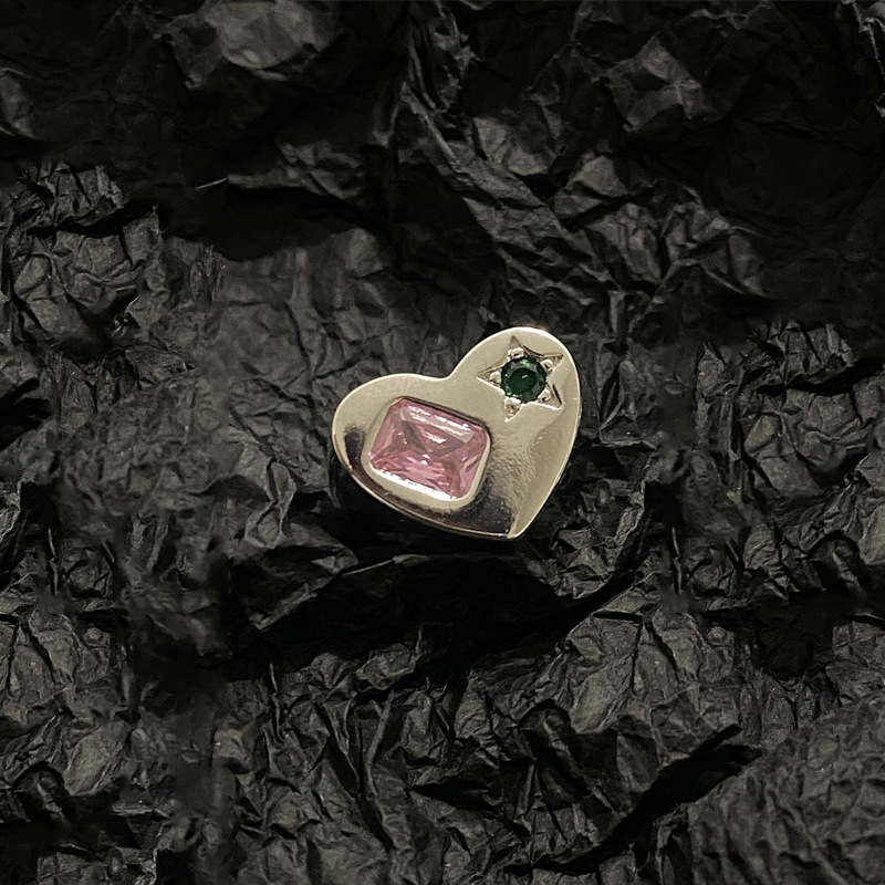 Sweet Heart Shape Bow Knot Copper Plating Zircon Open Ring