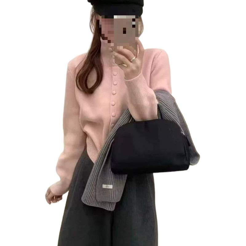 秋冬韩系chic别致休闲通勤款显瘦设计感小香风针织毛衣|undefined