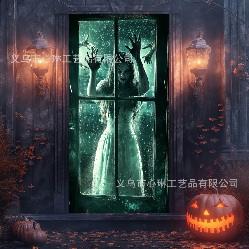クロスボーダーハロウィンドアカバー背景布ハイエンドホリデーパーティー屋内外バナーシーン装飾吊り布カスタマイズ|undefined
