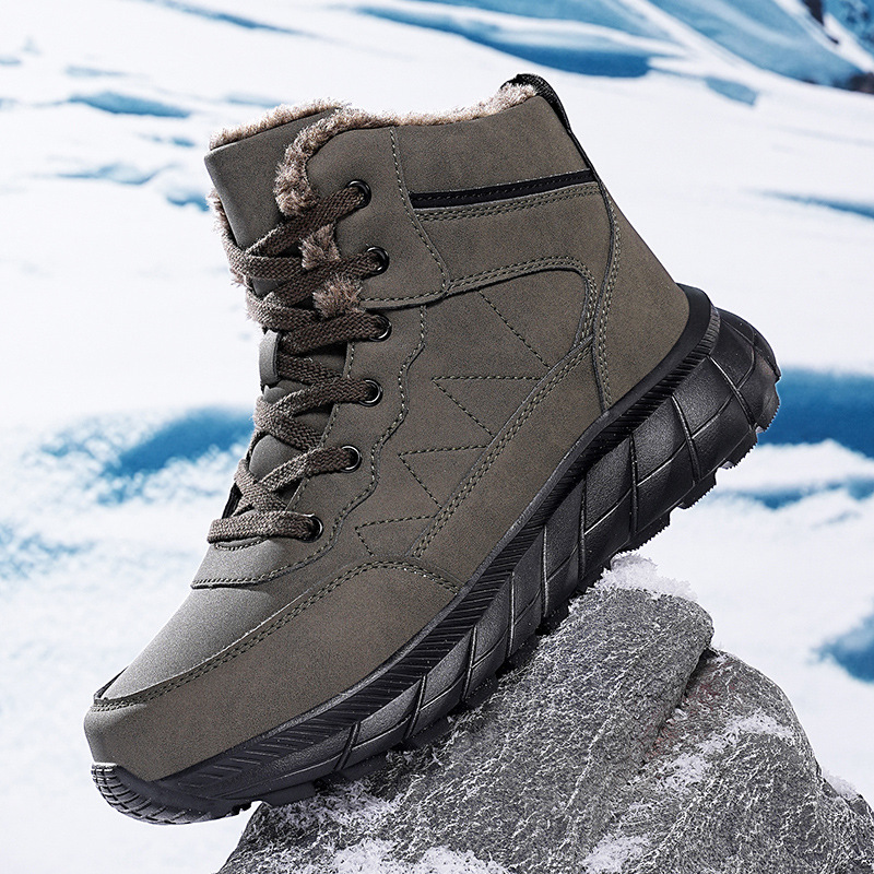 Botas de nieve transfronterizas de gran tamaño para hombres con terciopelo grueso antideslizante impermeable invierno calentado para hombres zapatos de algodón al aire libre del noreste