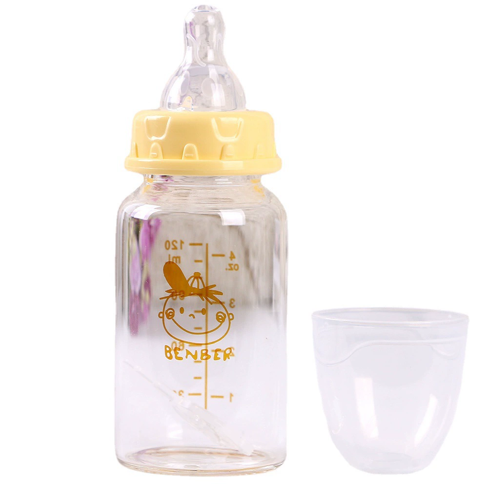 贝恩宝 Anti-colic glass crooked design feeding bottle for new born for mother and baby, standard diameter, against bloating