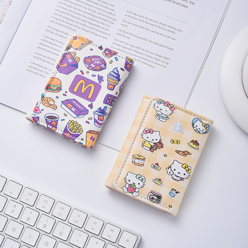 Kt Cat Wallet for Women, Short Style, Cute Japanese Style, Fresh and Girly, Compact, Ultra-Thin, Foldable, Children's Princess All-In-One Bag