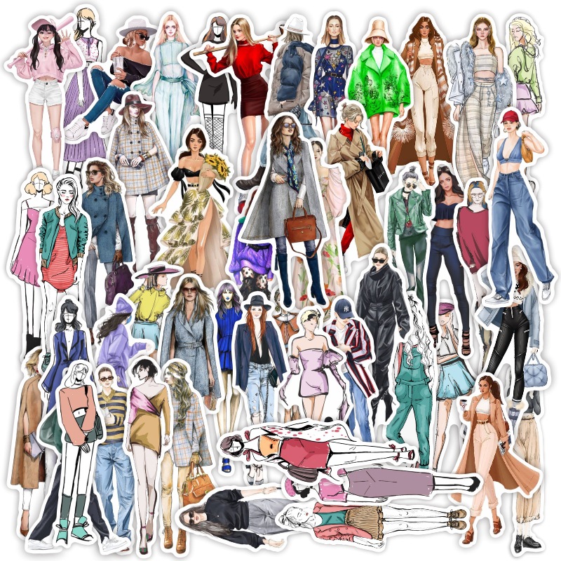 50 Fashionable Wear Waterproof stickers, Tablet Water Cup, Stationery, Suitcase, Suitcase Decoration stickers