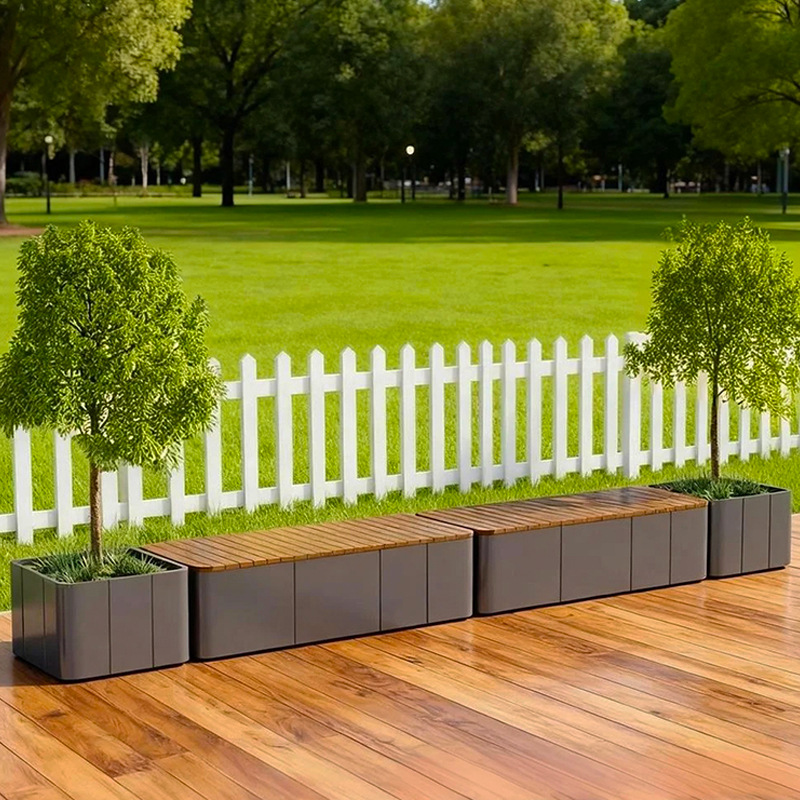 屋外ステンレス鋼フラワーボックスバルコニー植栽ボックス広場商業街長方形花壇鉄製完成品フラワーチャンネル