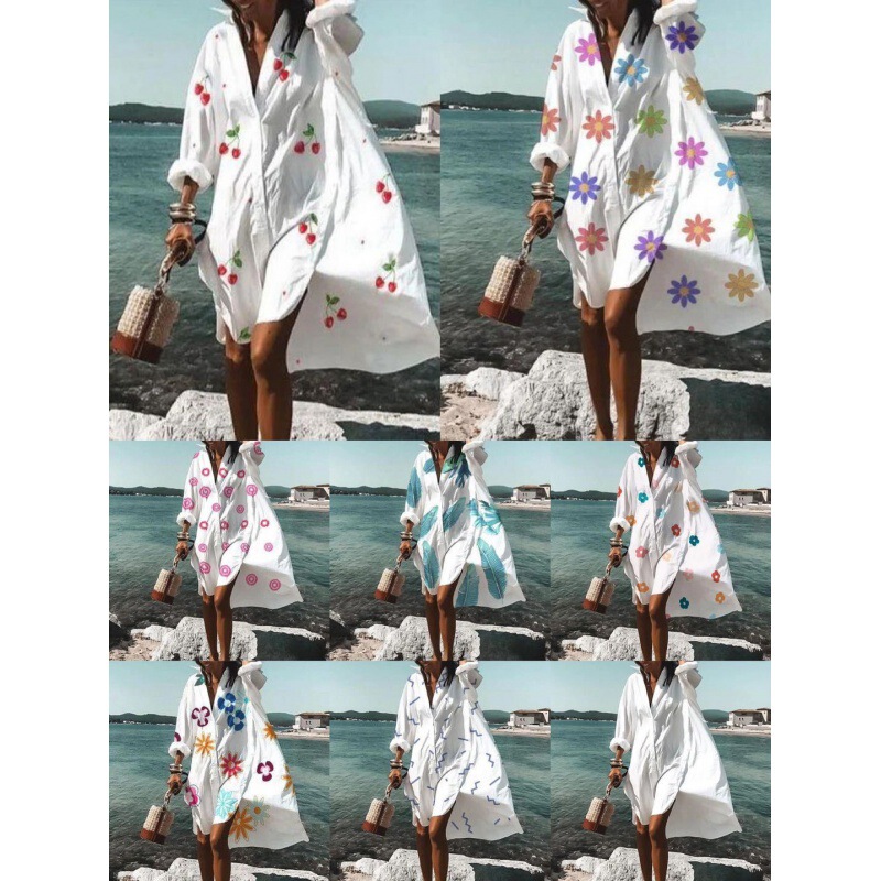 2020 Summer and autumn AliExpress Amazon cross-border European and American fashion temperament hot shirt dress 2020 Summer and autumn AliExpress Amazon cross-border European and American fashion temperament hot shirt dress
