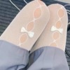White tights with bow, Japanese summer fishing net, Lolita style