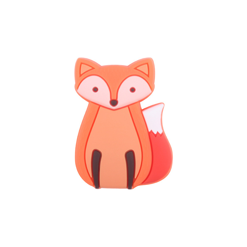 Nueva historieta silicona Fox pequeño mordedor DIY creativo bebé chupete cadena teether pulsera accesorios de juguete