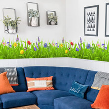 ZSZ1199B 绿叶花朵踢脚线贴装饰墙贴儿童房背景墙简约创意墙贴画