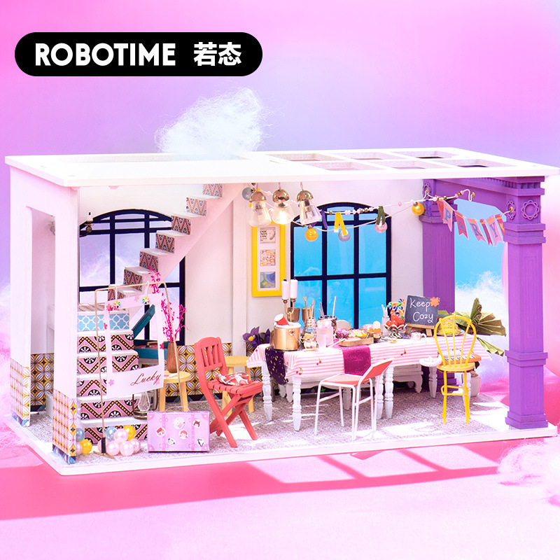 Rollife Ruolai rompecabezas bloques de construcción hechos a mano juguetes ensamblados modelo diy cabaña tridimensional rompecabezas 3d juguetes transfronterizos