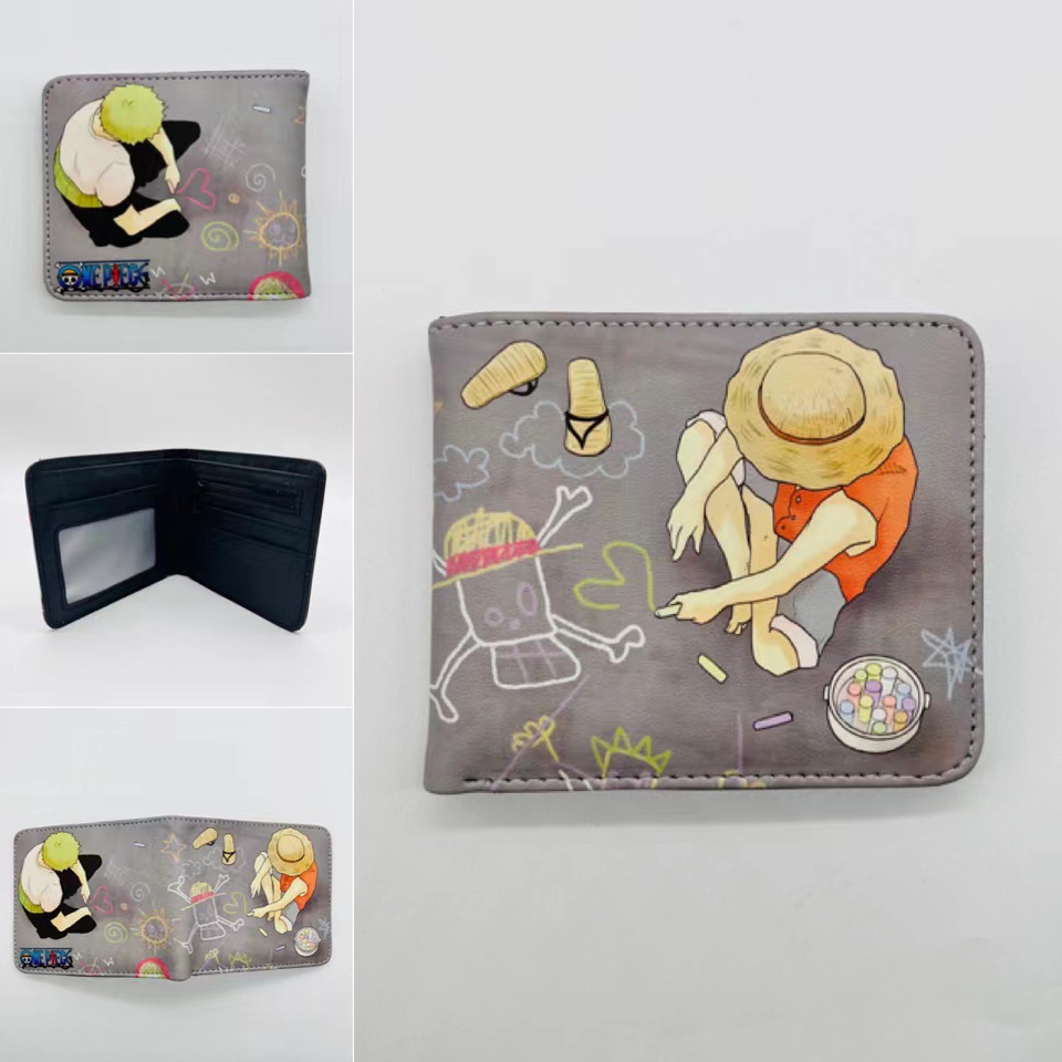 One Piece One Piece Cartera de dibujos animados japoneses Luffy Choba Solon plegable estudiantes PU cartera de cuero corta