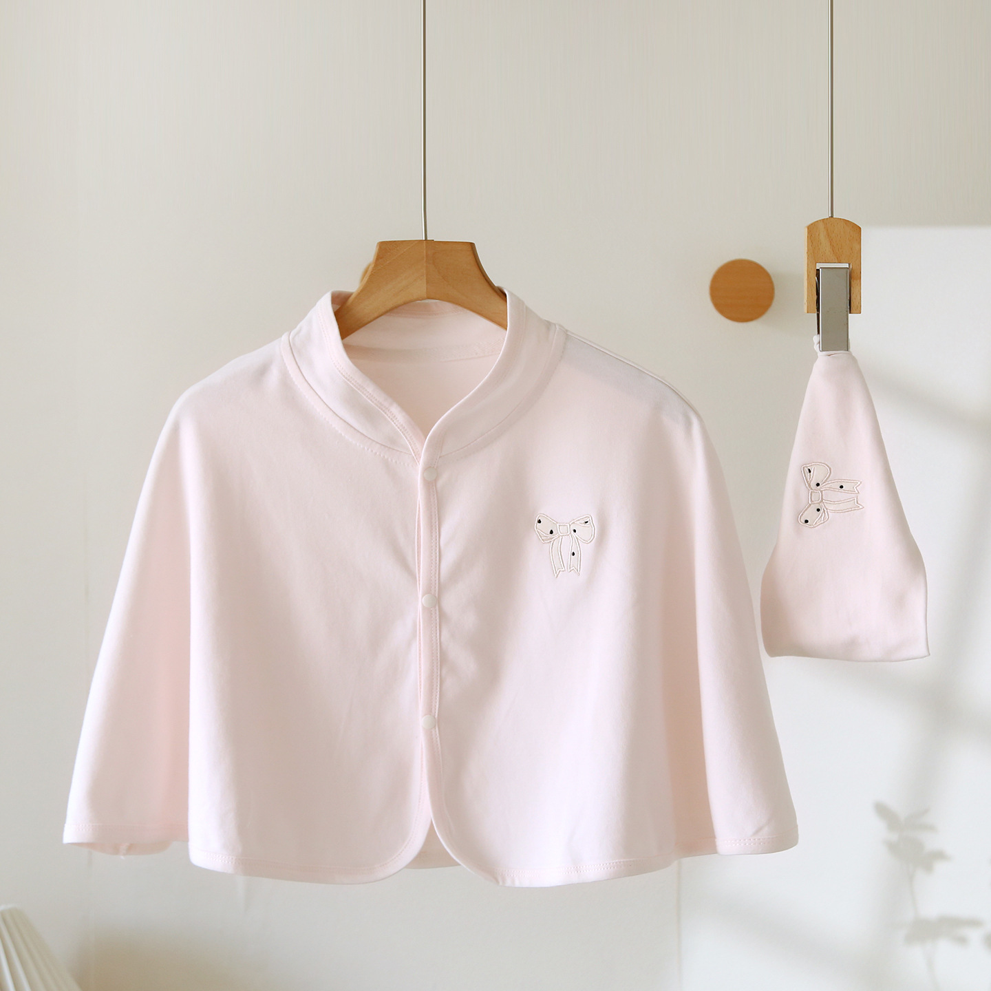 [thin cotton shawl + headband combination] pink bow / One size fits all ( 45-80kg )
