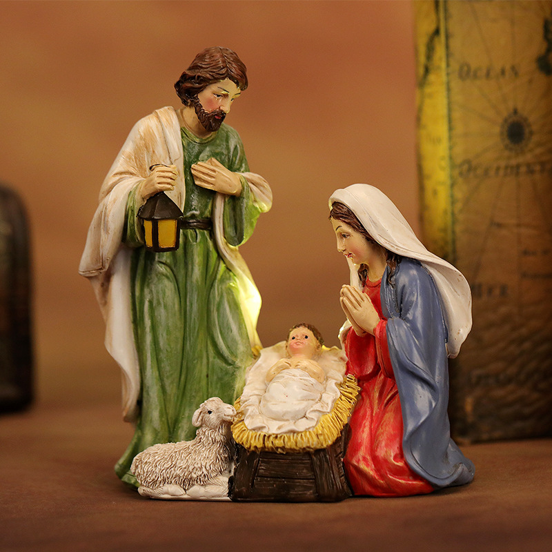 Lámpara LED transfronteriza Nacimiento del pesebre grupo decoración Santa Familia trío regalos de Navidad regalos de fiesta en el hogar