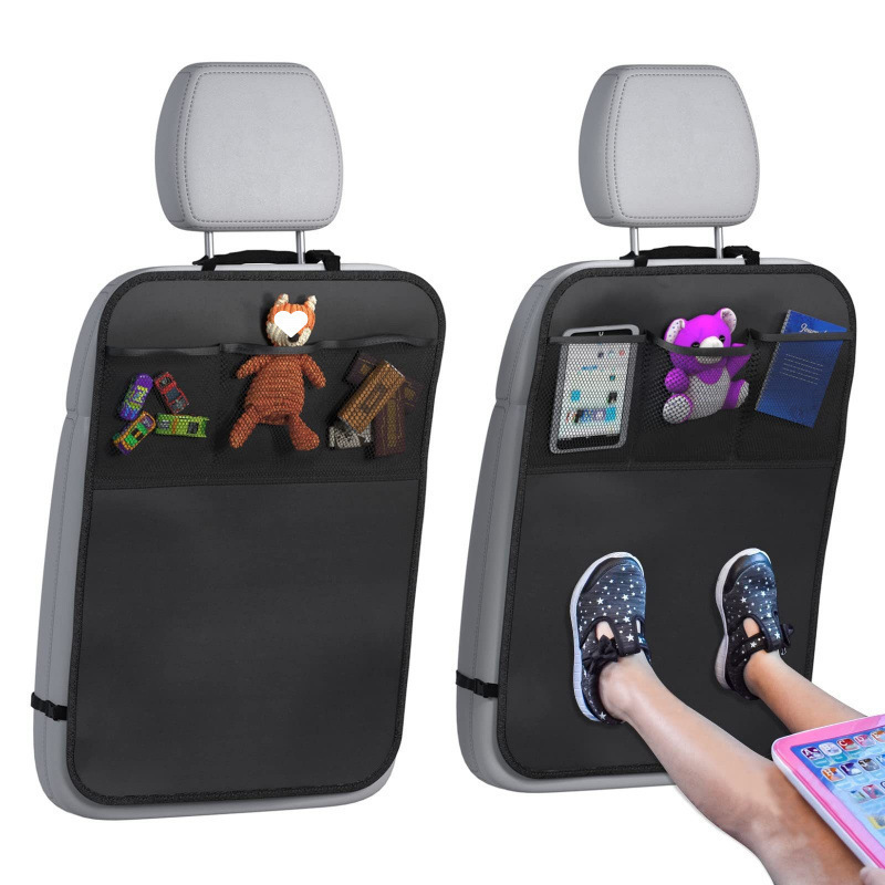 車の収納後部座席収納ポケット付き子供用幼児シート背もたれカバーキックパッドアンチキッククッション保護パッド|undefined