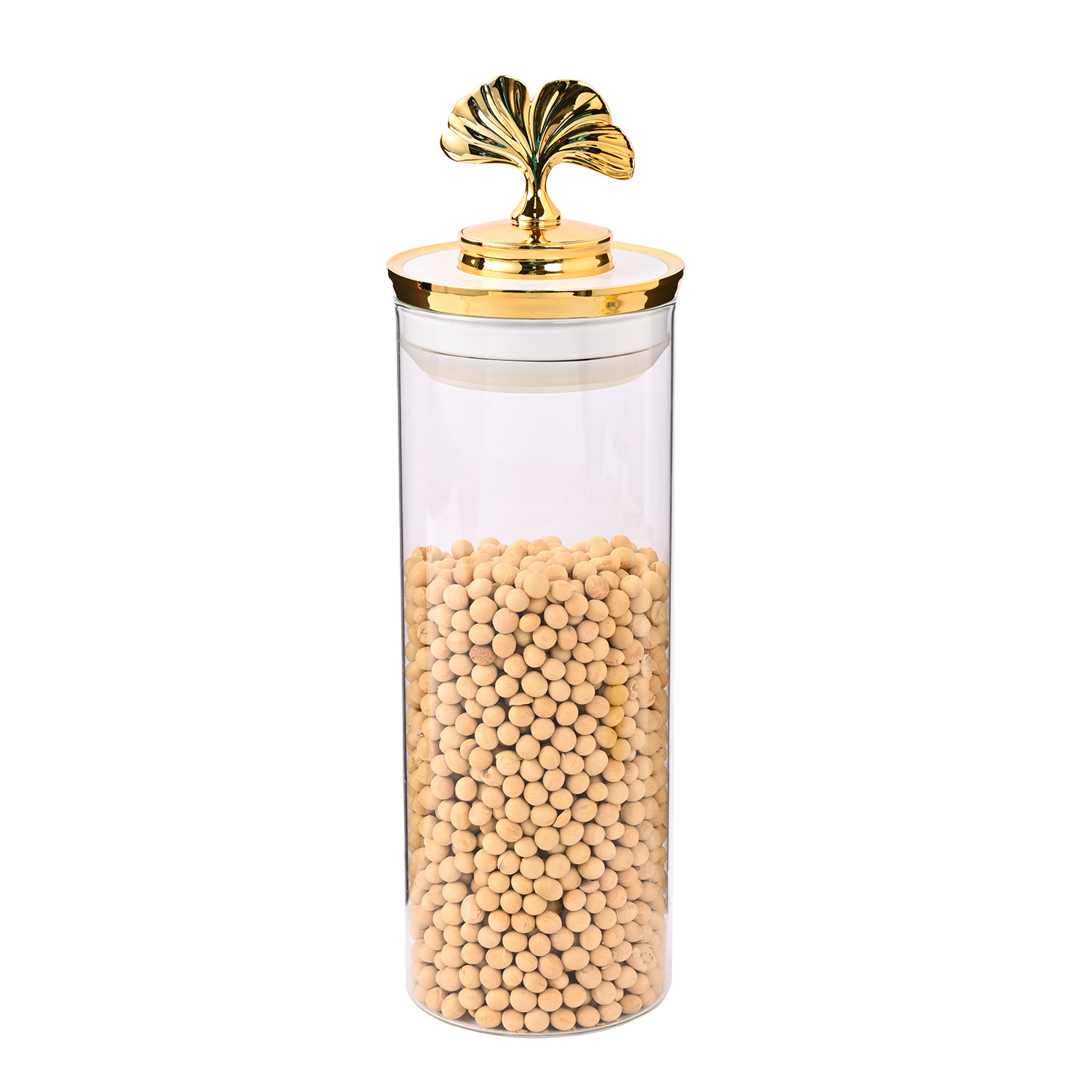 Lujo ligero hoja de ginkgo hogar alimentos té vidrio sellado tarro cocina a prueba de humedad productos secos grano sellado tarro
