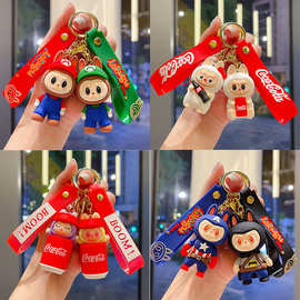 卡通变装labubu钥匙扣链拉布布公仔汽车钥匙链包包挂饰电玩城批发