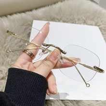 时尚纯欲无框眼镜高级感简约防蓝光眼镜轻奢风成品无边框近视眼镜