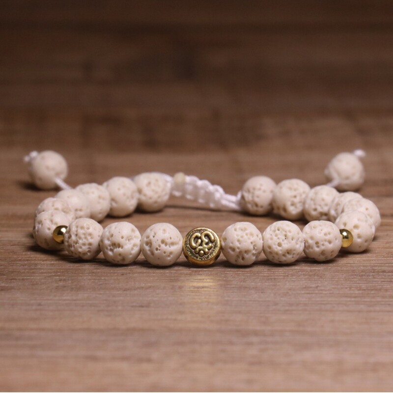 European and American Cross-Border Men's Volcanic Stone Woven Imported White Turquoise Bracelet for Men and Women Couples Beaded Foreign Trade Jewelry