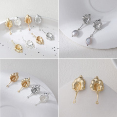 铜电镀真金哑金厚银保色复古花朵耳钉吊坠diy手作串珠材料配件