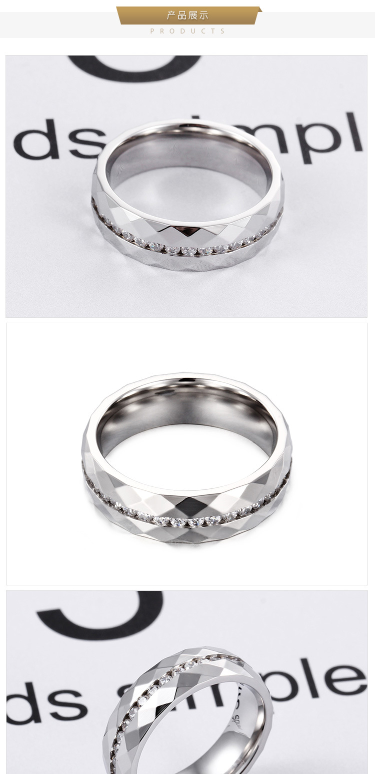 Korean New Zircon Stainless Steel Single Row Full Diamond Ring Wholesale Nihaojewelry display picture 1