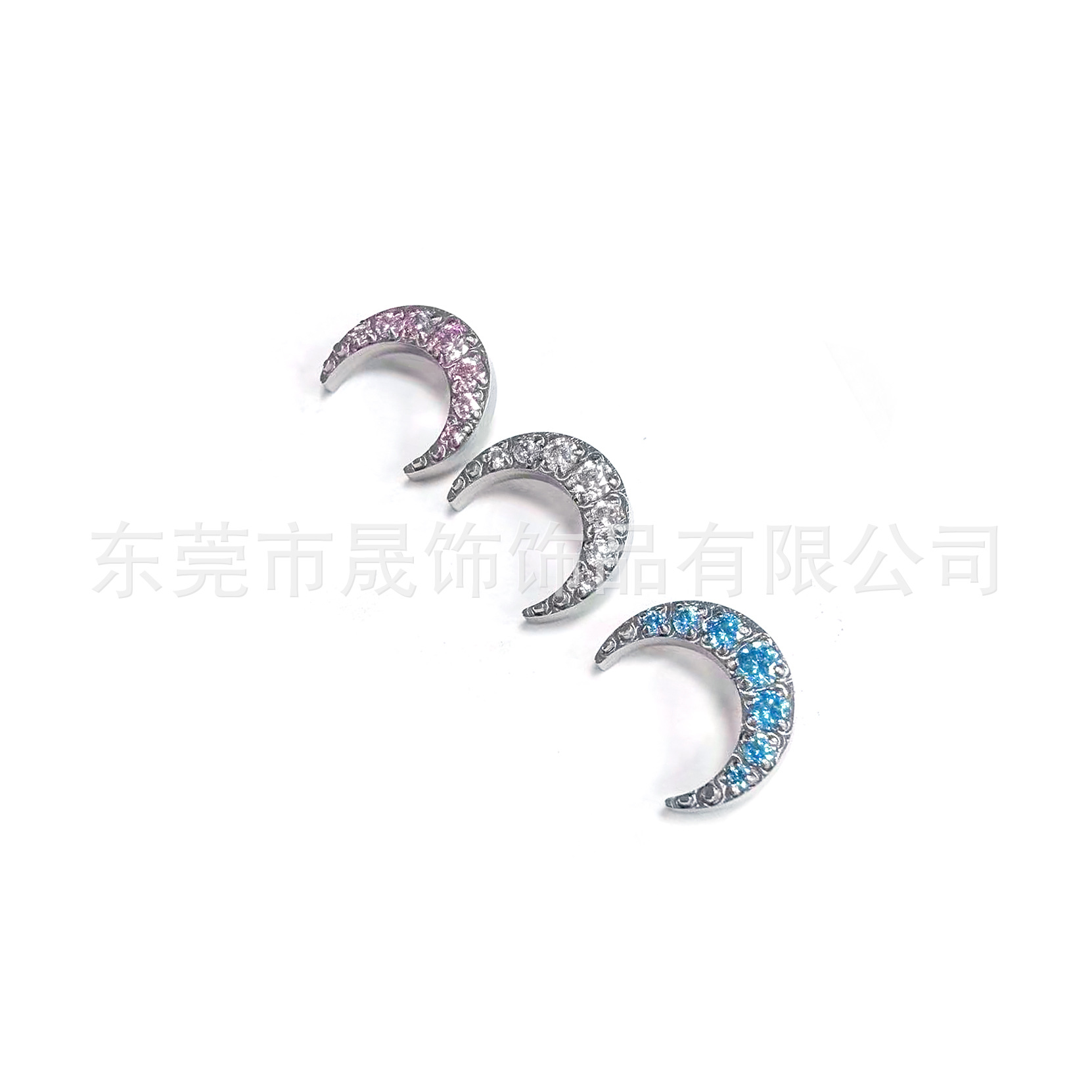 F136 Titanium Alloy Moon Ear Stud Studded 5A Cubic Zirconia 弯月 Helix Cartilage Stud G23 Titanium Internal Thread Labret Stud Piercing Jewelry