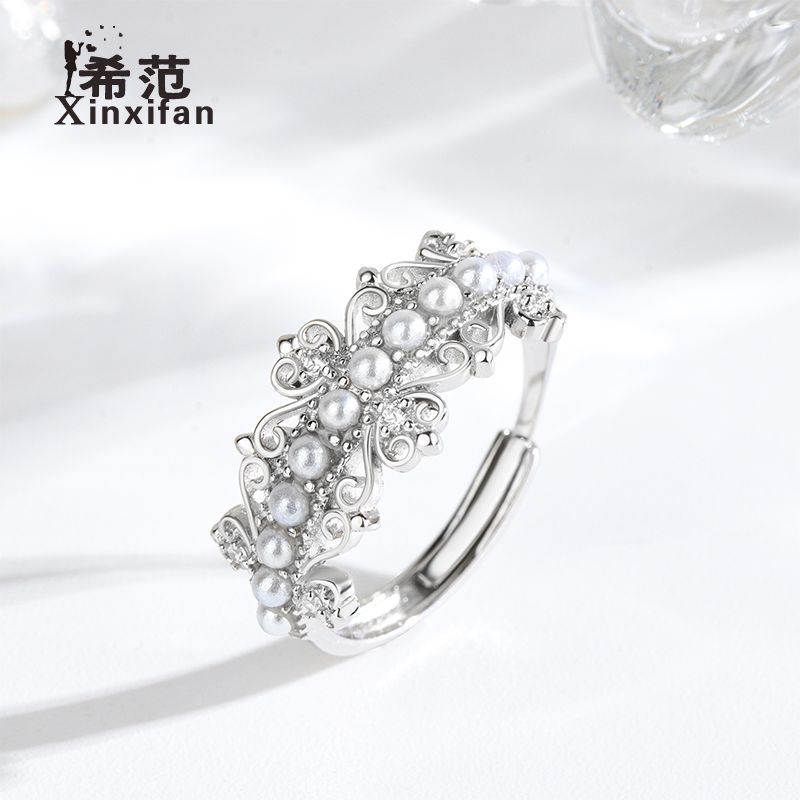 Cute adjustable ring pearl handmade