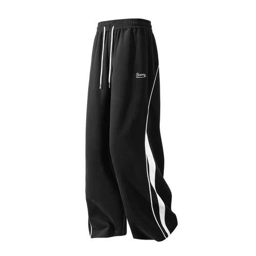 Cross-border spot US-style heavy leisure men's fashion brand loose matchy-matchy color block straight-leg sports pants