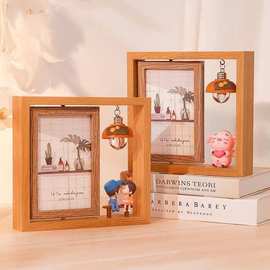 情侣礼物创意北欧个性相框摆台木质双面相架简约照片摆件6寸制作