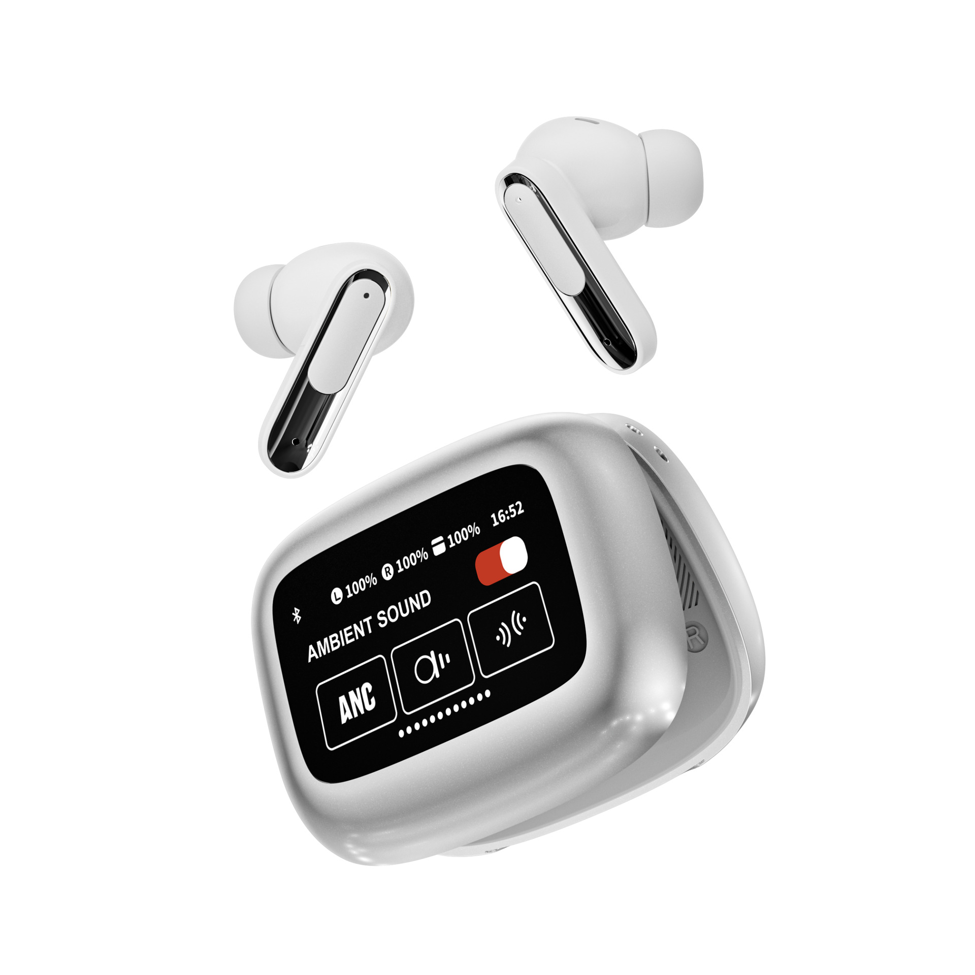 Auriculares Bluetooth A9 Pro con Pantalla V8 — Cancelación de Ruido ANC, Estuche Deslizante