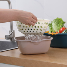 加厚款双层沥水篮六件套塑料蔬菜洗菜筐家用沥水盆子厨房水池收纳