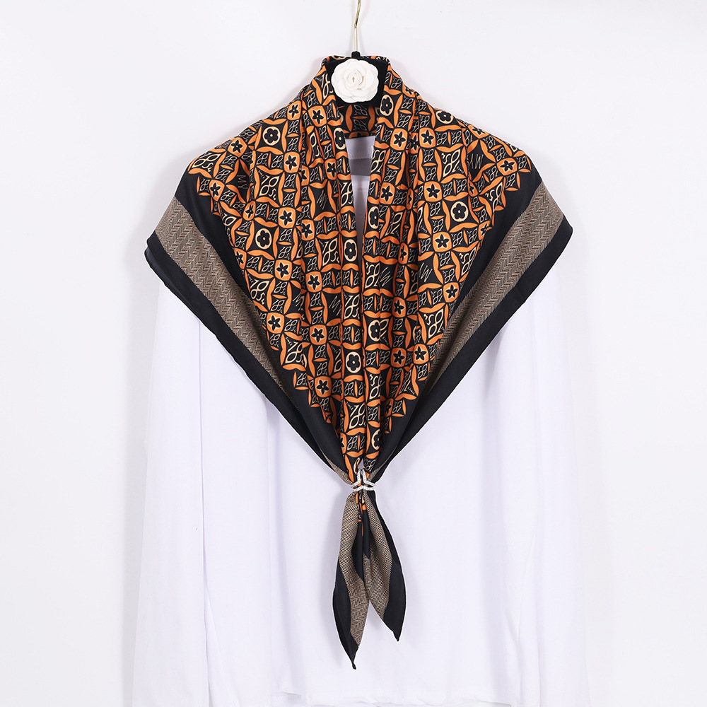 外貿新款絲巾女 90*90cm大方巾細斜紋綢緞絲巾馬來休閑頭巾代發