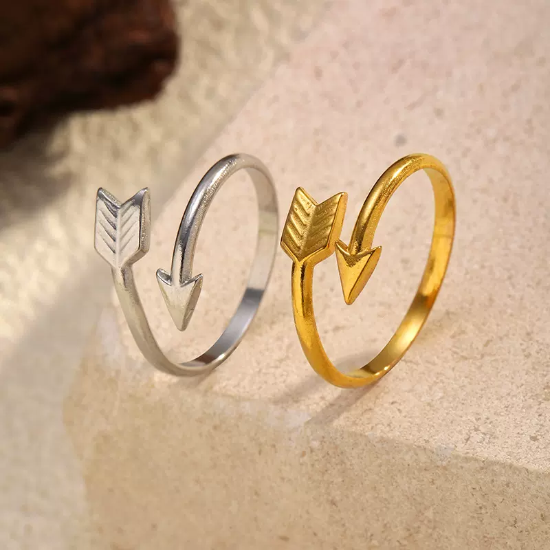 欧美时尚丘比特之箭不锈钢戒指指环跨境轻奢百搭小众设计钛钢指戒