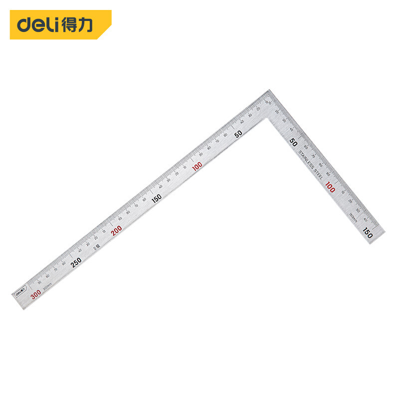 得力（deli）不锈钢角尺L型加厚钢拐尺木工直角尺拐角尺90度双面