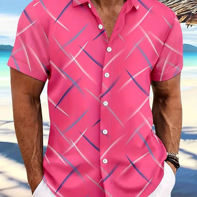 summer-new-mens-striped-feather-casual-beach-short-sleeve-button-shirt