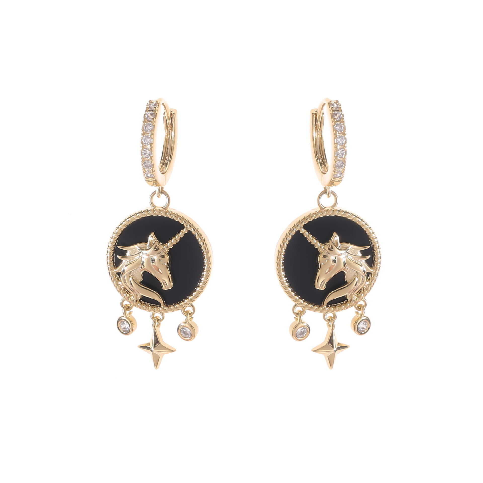 Boucles D Oreilles Vintage En Argent 925 Avec Zircons Hippocampe_voghion.com