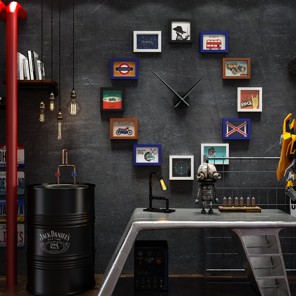 Polymer_0293 Animation Photo Wall Big Clock Combination Photo Frame Online Game Decorative Painting Replaceable Photo