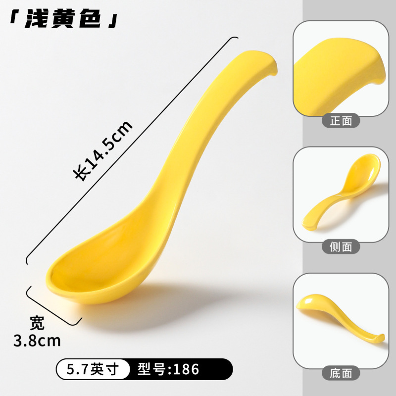 密胺餐具勺子商用餐饮塑料小汤勺仿瓷短柄匙羹调羹汤匙饭店用粥勺|undefined