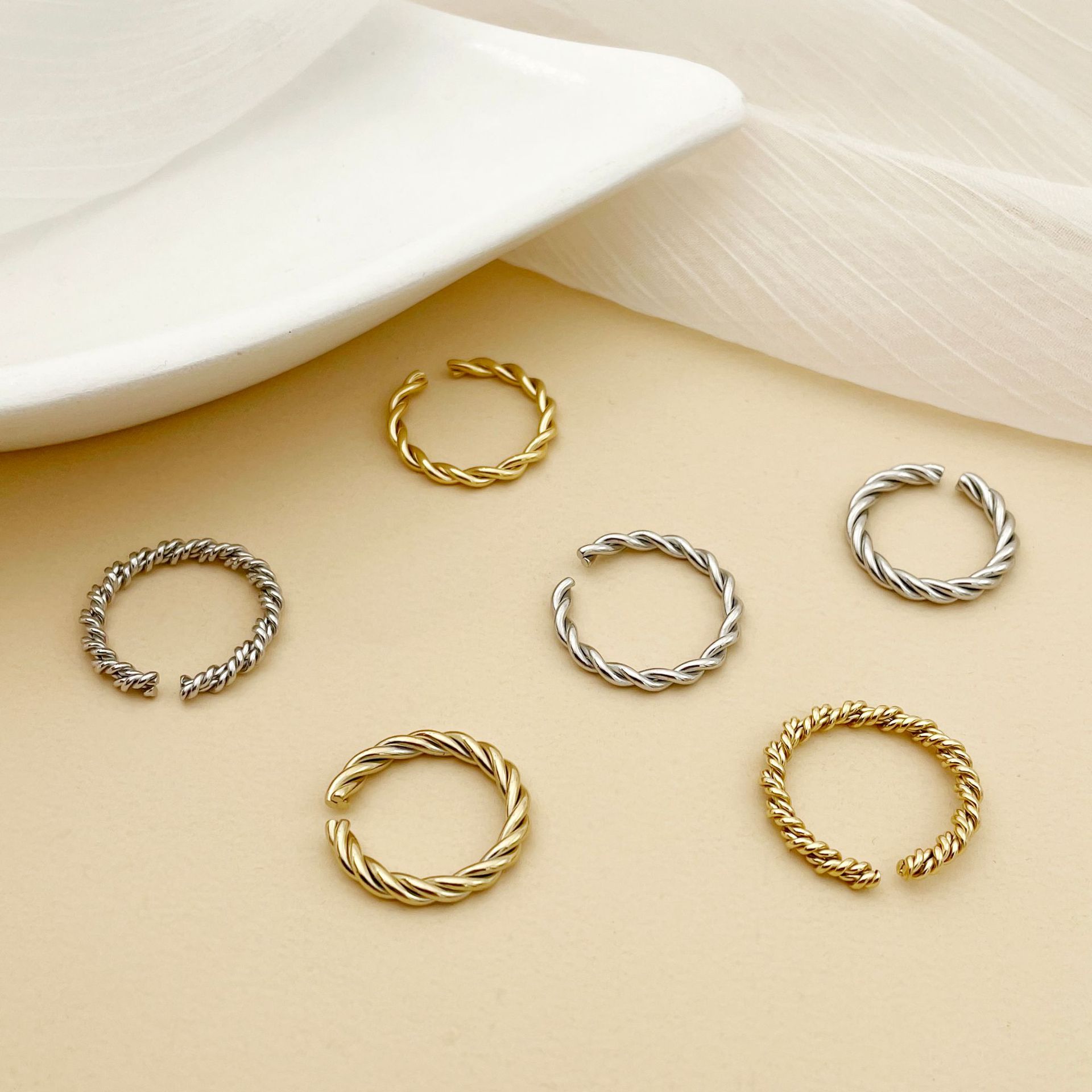 Simple Style Geometric Stainless Steel Plating Open Ring 1 Piece