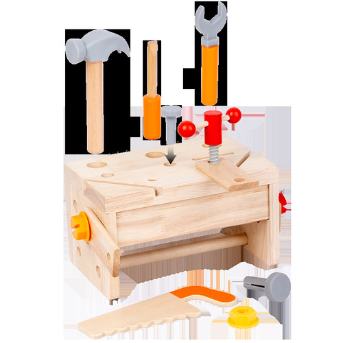 Cross-border children's cartoon repair toolbox wooden educational toy simulation disassembly and assembly screw nut combination