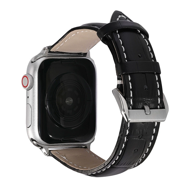 Для iwatch Apple ремешок верхний слой воловьей кожи 3/4/5/6/SE бамбуковый крокодиловый узор Кожаный умный ремешок