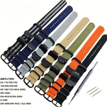 表带+连接器五环尼龙帆布表带适用于GA110 DW5600腕表带配件